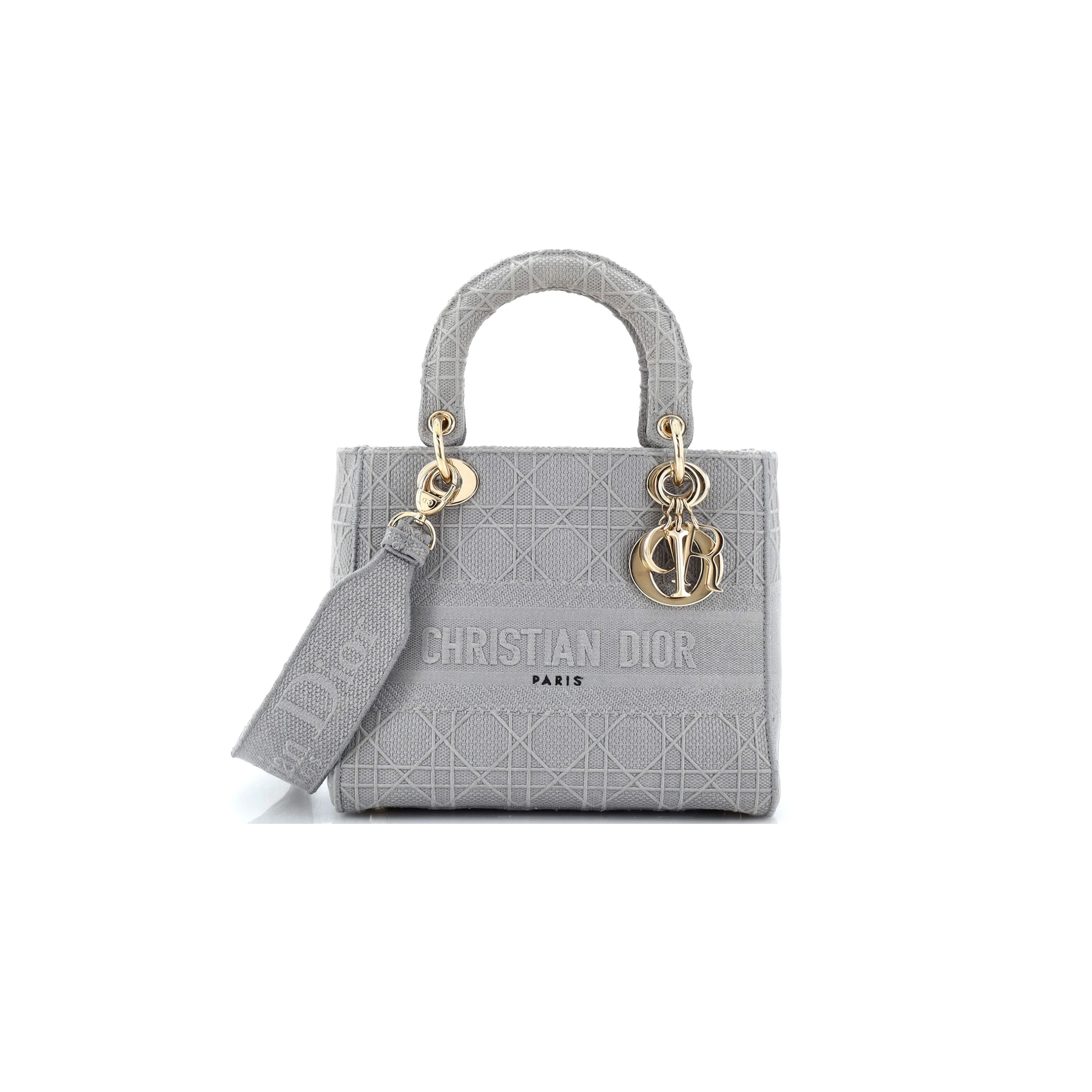 DIOR LADY D-LITE BAG CANNAGE EMBROIDERED CANVAS MEDIUM (24*20*11cm)